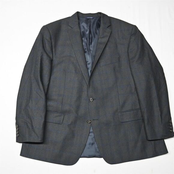Ralph Lauren 48R Gray Plaid Flannel 100% Wool Mens Blazer Coat Suit‎ Jacket